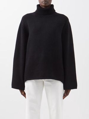 Toteme - Roll-neck Wool-blend Sweater - Womens - Black