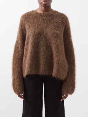 Toteme - Round-neck Alpaca-blend Sweater - Womens - Brown