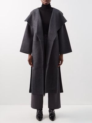 Toteme - Signature Shawl-lapel Wool-blend Coat - Womens - Dark Grey