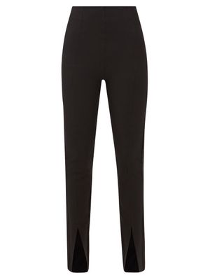 Toteme - Slit-cuff Linen-blend Twill Trousers - Womens - Black