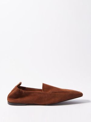 Toteme - Square-toe Suede Travel Loafers - Womens - Chocolate