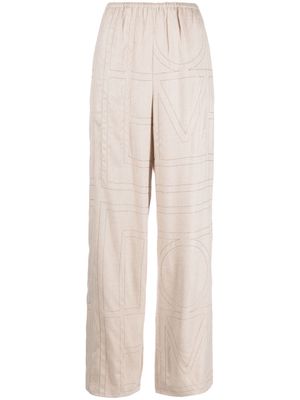 TOTEME stich-embellished tapered trousers - Neutrals