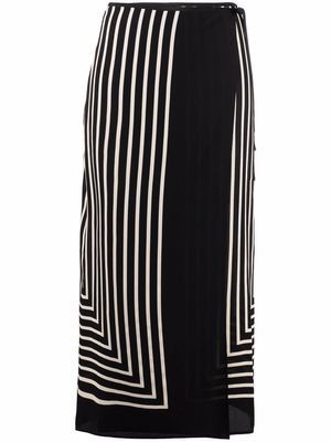 TOTEME striped silk wrap skirt - Black