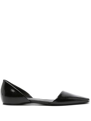 TOTEME The Asymmetric d'Orsay leather ballerina shoes - Black