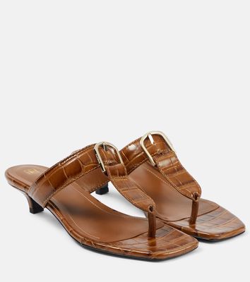 Toteme The Belted croc-effect leather thong sandals
