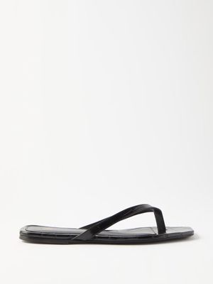 Toteme - The Flip Flop Crocodile-effect Leather Sandals - Womens - Black