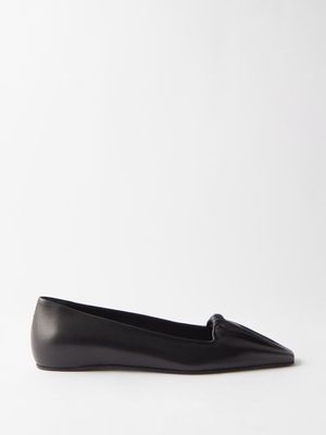 Toteme - The Gathered Leather Ballet Flats - Womens - Black