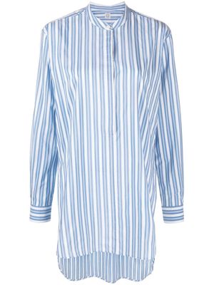 TOTEME vertical-stripe print long shirt - Blue