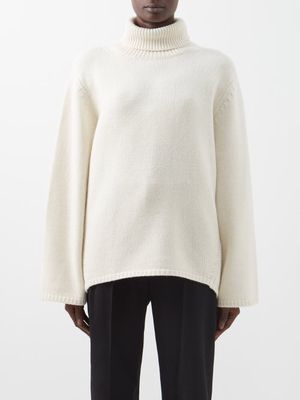 Toteme - Wool-blend Roll-neck Sweater - Womens - Cream
