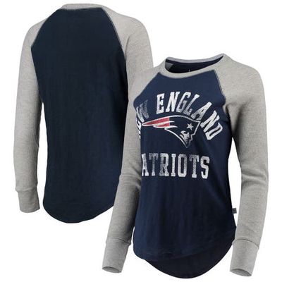 TOUCH BY ALYSSA MILANO Women's Touch Navy New England Patriots Waffle Raglan Long Sleeve T-Shirt