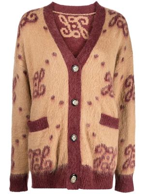 tout a coup abstract-pattern knit cardigan - Brown