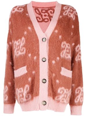 tout a coup abstract-pattern knit cardigan - Pink