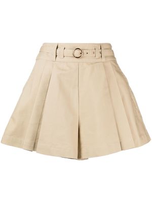 tout a coup belt pleated shorts - Brown