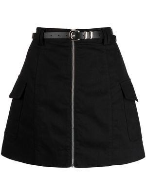 tout a coup belted zip-up A-line skirt - Black