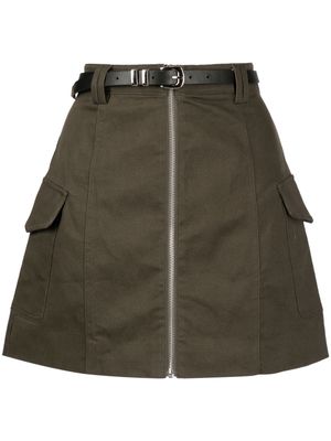 tout a coup belted zip-up A-line skirt - Green