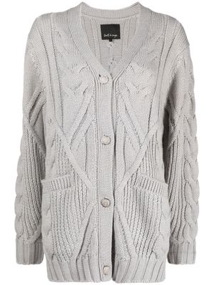 tout a coup cable-knit V-neck cardigan - Grey