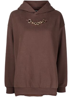 tout a coup chain-embellished rib-trimmed hoodie - Brown