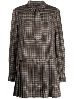 tout a coup checked pleated shirt dress - Brown