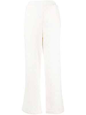 tout a coup checkerboard-knit high-waisted trousers - White