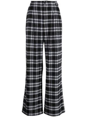 tout a coup checkered pleated straight-leg trousers - Black