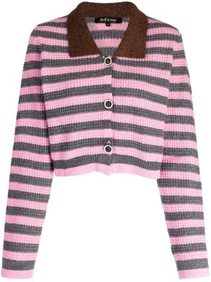 tout a coup contrasting-collar striped cardigan - Pink