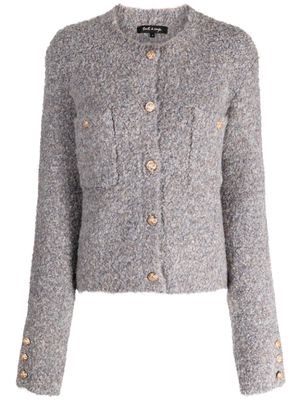 tout a coup crew-neck button-up tweed cardigan - Grey
