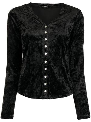 tout a coup crushed velvet button-front blouse - Black