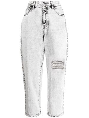 tout a coup distressed-effect cropped jeans - Grey
