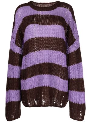 tout a coup distressed striped waffle-knit jumper - Brown