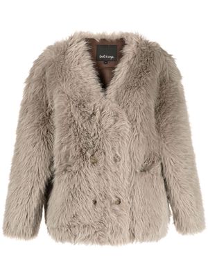 tout a coup double-breasted faux-fur jacket - Brown