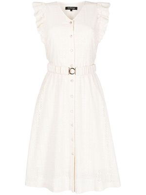 tout a coup embroidered ruffle-trim dress - White