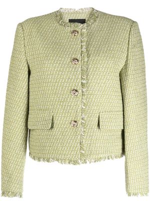 tout a coup frayed-edge tweed jacket - Green