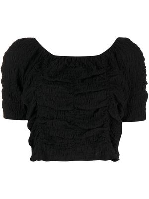 tout a coup gathered short-sleeve top - Black