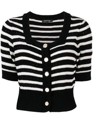 tout a coup half-sleeved stripe cardigan - Black