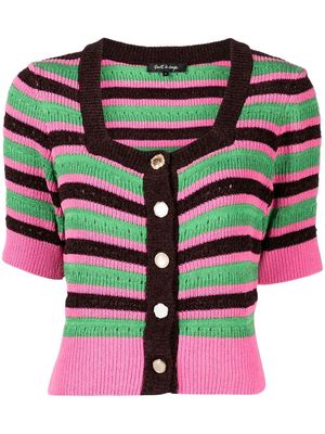 tout a coup half-sleeved stripe cardigan - Pink