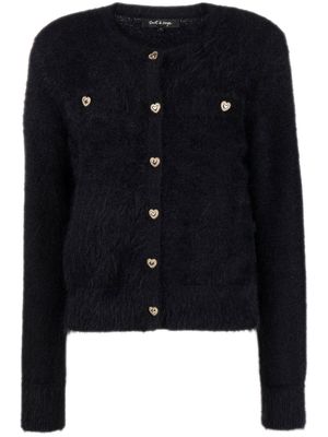 tout a coup heart-button brushed cardigan - Black