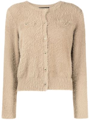 tout a coup heart-button brushed cardigan - Brown