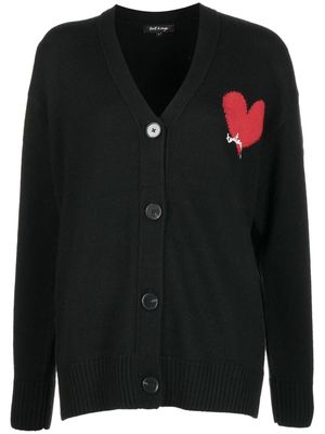 tout a coup heart embroidery knit cardigan - Black