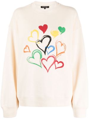 tout a coup heart-print cotton-blend sweatshirt - Neutrals