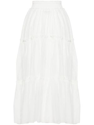 tout a coup high-waist tiered skirt - White