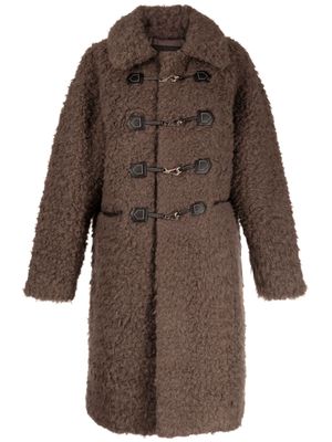 tout a coup hook-fastening shearling coat - Brown