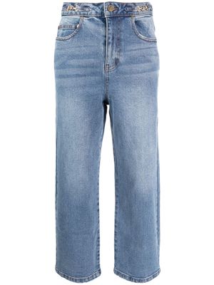 tout a coup horsebit-embellished mid-rise straight-leg jeans - Blue
