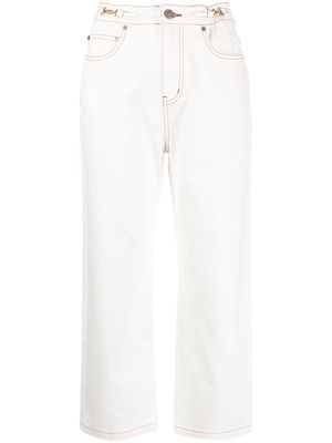tout a coup horsebit-embellished mid-rise straight-leg jeans - White