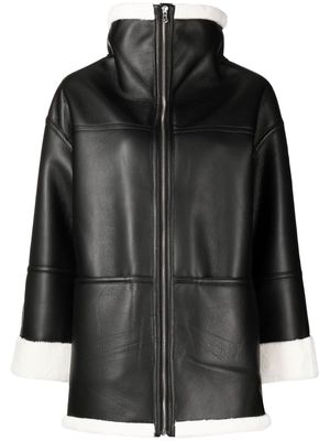 tout a coup lined artificial-leather jacket - Black