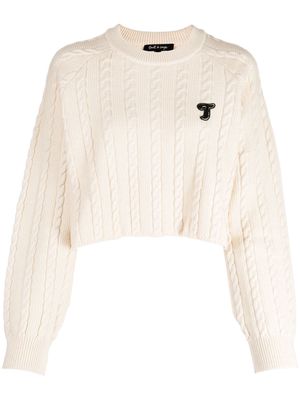 tout a coup logo-embroidered cable-knit jumper - Neutrals