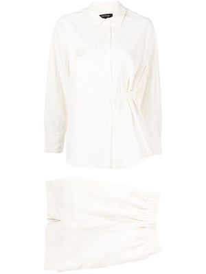 tout a coup logo-embroidered shirt & shorts set - White