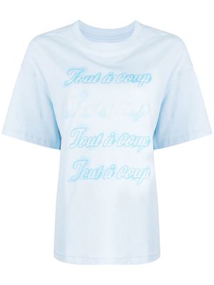 tout a coup logo-print cotton T-shirt - Blue