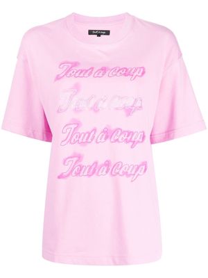 tout a coup logo-print cotton T-shirt - Pink