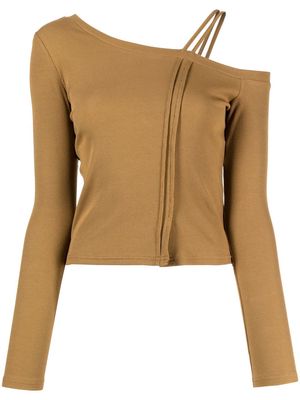 tout a coup long-sleeved one-shoulder top - Brown