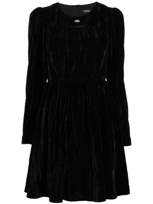 tout a coup plissé-effect velour mini dress - Black